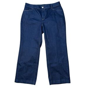 NWT Talbots wide leg high rise jeans size 18WP petite dark blue classic trousers